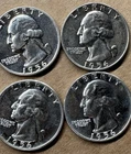 1956 Washington Silver Quarter Lot of 4 AU BU 90% Silver US Coins