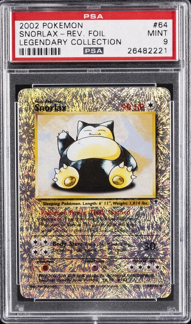 2002 POKEMON LEGENDARY COLLECTION #64 SNORLAX-REVERSE FOIL PSA 9