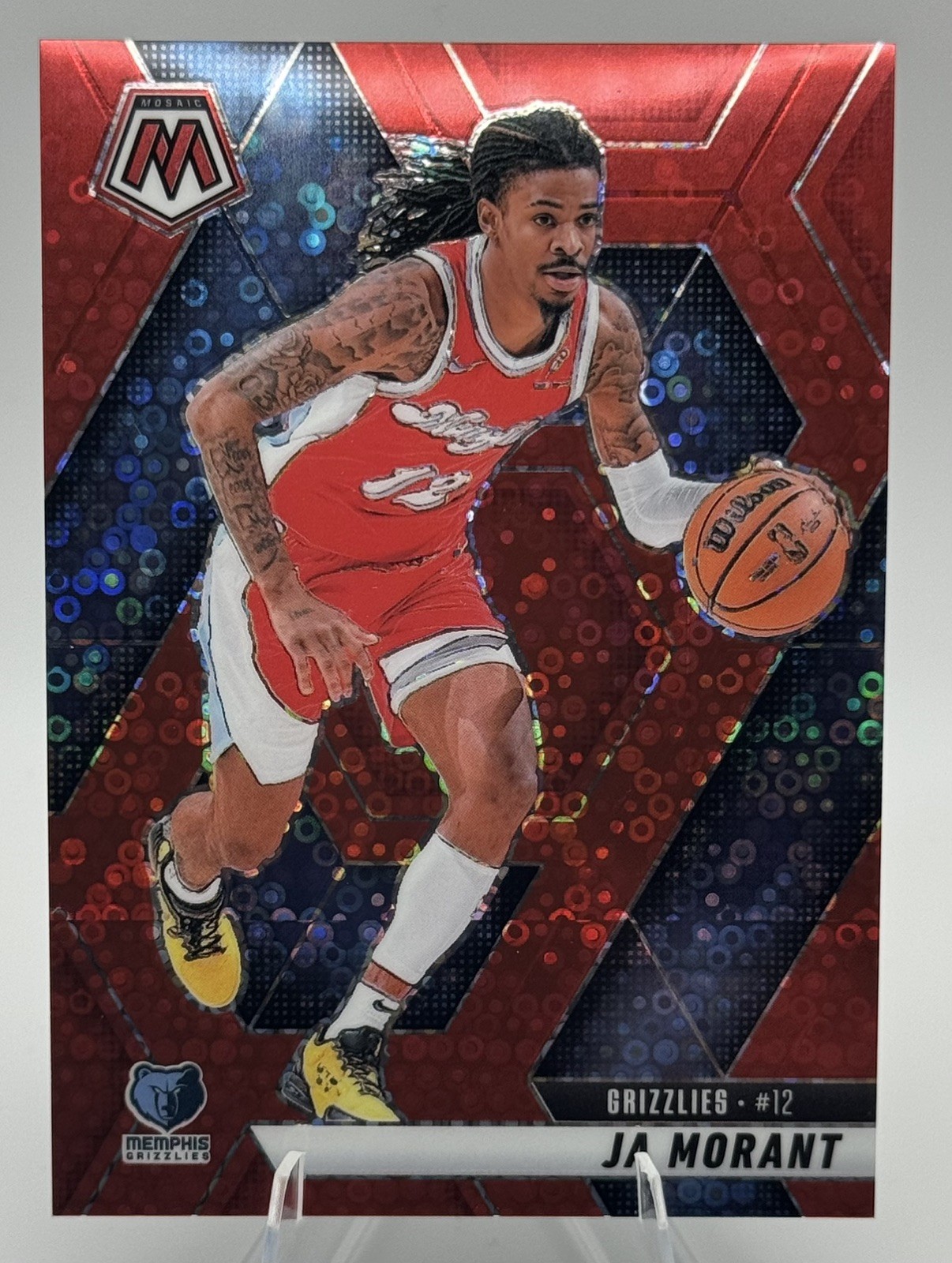 2024-25 Panini Mosaic Ja Morant #195 Red Fast Break Disco #/99 Grizzlies