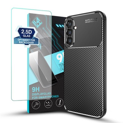 Handy Hülle für Samsung Galaxy A14 A14 5G Handyhülle Case Cover Carbon mit Glas