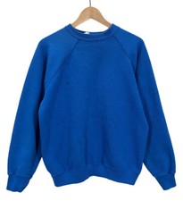 Vintage 80's Blank Blue Distressed Raglan Sweatshirt Fits Small