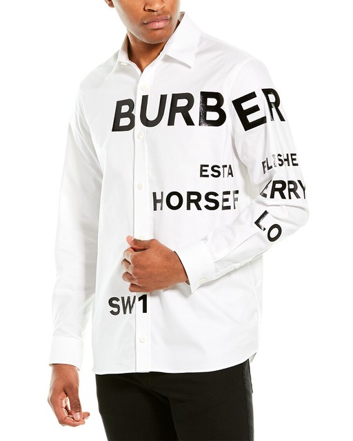 horseferry print cotton oxford oversized shirt