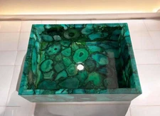 Green Agate Bathroom Vessel Sink, Countertop Wash Basin , Kitchen Wash Sink