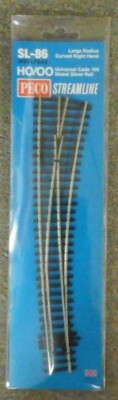 PECO HO scale Curved double radius Right Turnout Code 100 SL-86 