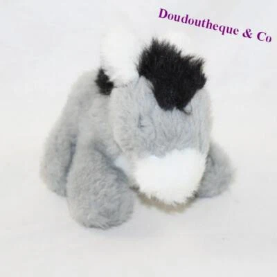 Peluche âne AJENA vintage classique gris blanc 19 cm (CEMO) - Photo 1/2