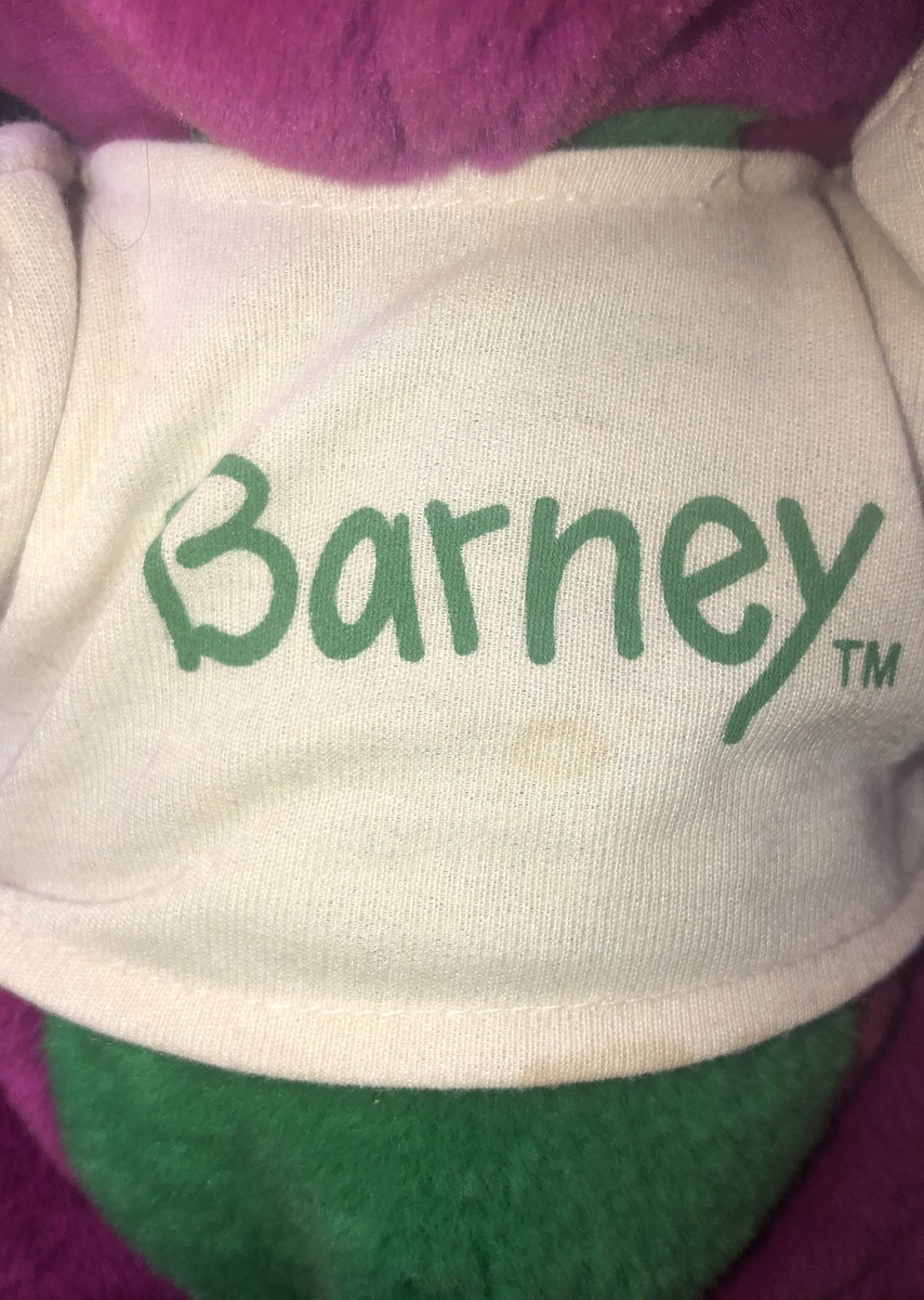 Vintage 1991 Barney The Purple Dinosaur 13” Plush White T-Shirt