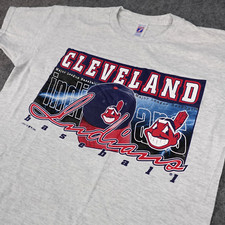 Vintage Cleveland Indians Shirt Mens Medium Gray Logo 7 MLB Chief Wahoo 1998 90s