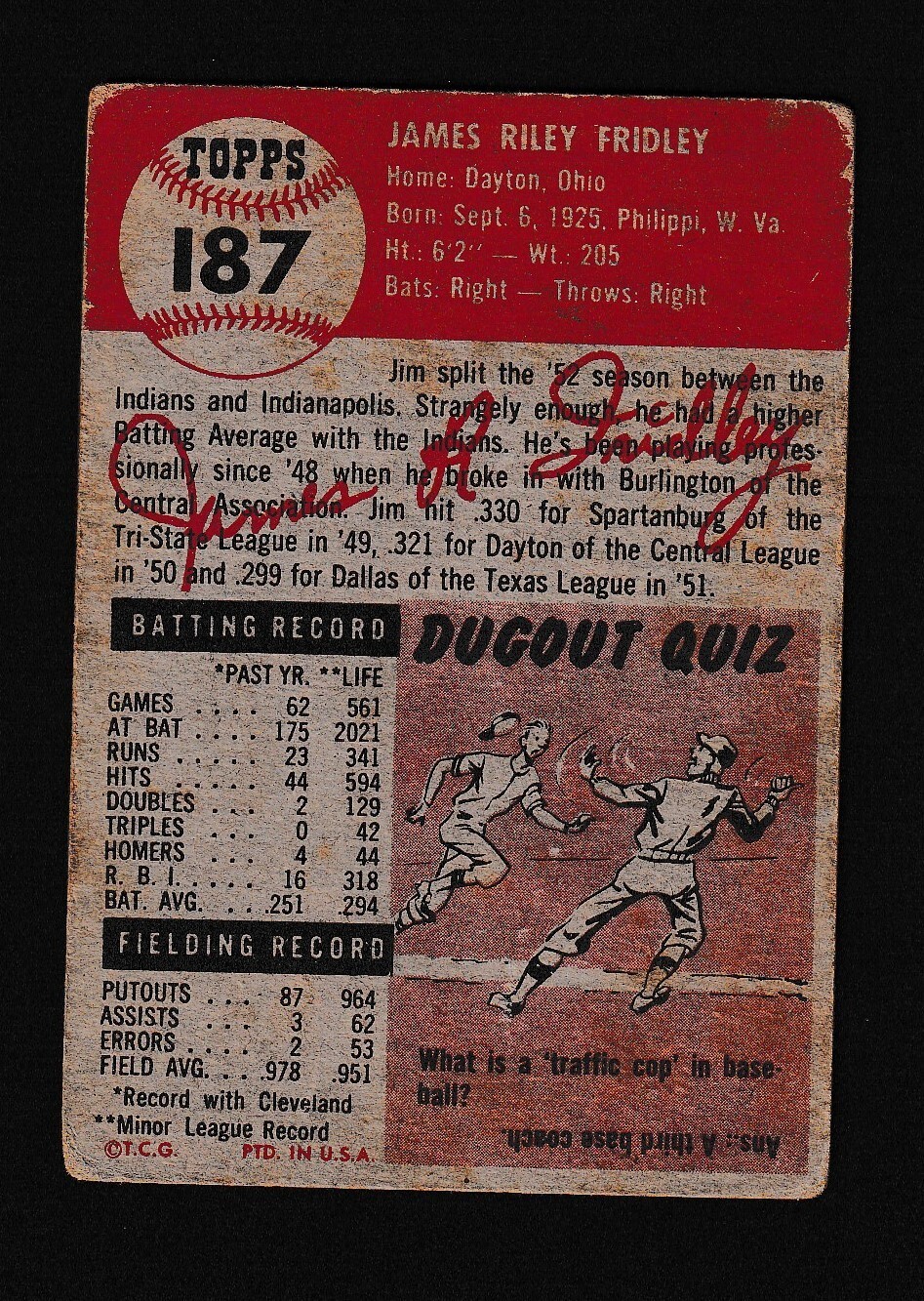 1953 Topps 187 Jim Fridley Baseball Card Set Break!! eBay
