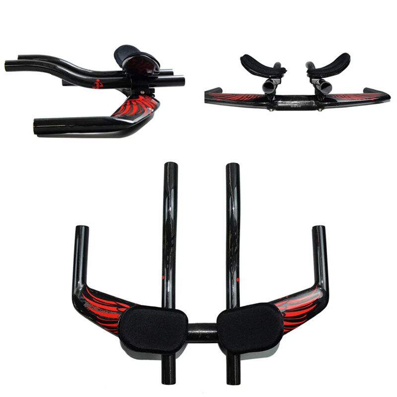 Manillar de fibra de carbono UD contrarreloj triatlón bicicleta Bullhorn bar aero barra combo Foto 3 de 4