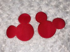 Lot 2 Red Satin Mickey Mouse iron on patch for jacket shirt 4" x 5"