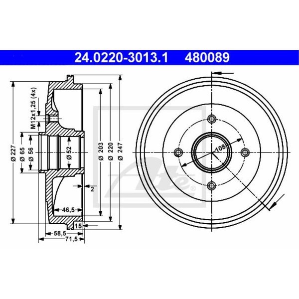 ATE Bremstrommeln Hinten Ø108Mm Ohne Radlager FüR CitroëN Saxo S0 S1 S3_-image