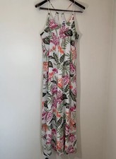 Old Navy Womens Maxi Slip Dress Ivory Floral Chiffon Flowy Romantic Feminine