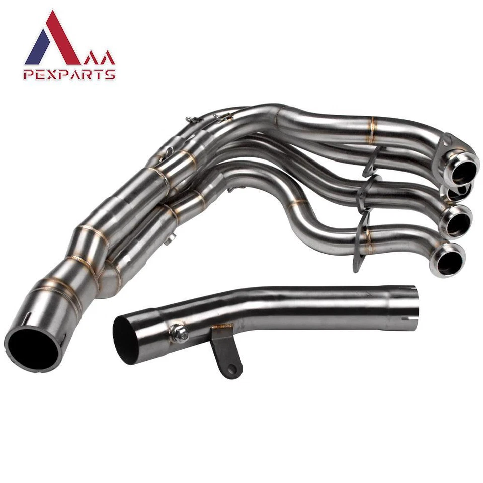 For Kawasaki Ninja ZX6R 2009-2022 Full System Header Exhaust Front Mid Link Pipe - Image 2 of 4