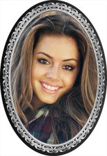 Silver Metal Memorial Photo Plaque for Headstone, Vase, Urn. Waterproof. Mum Dad