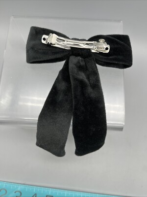 Black velvet hair bow with Rhinestone rainbow color  display picture 3
