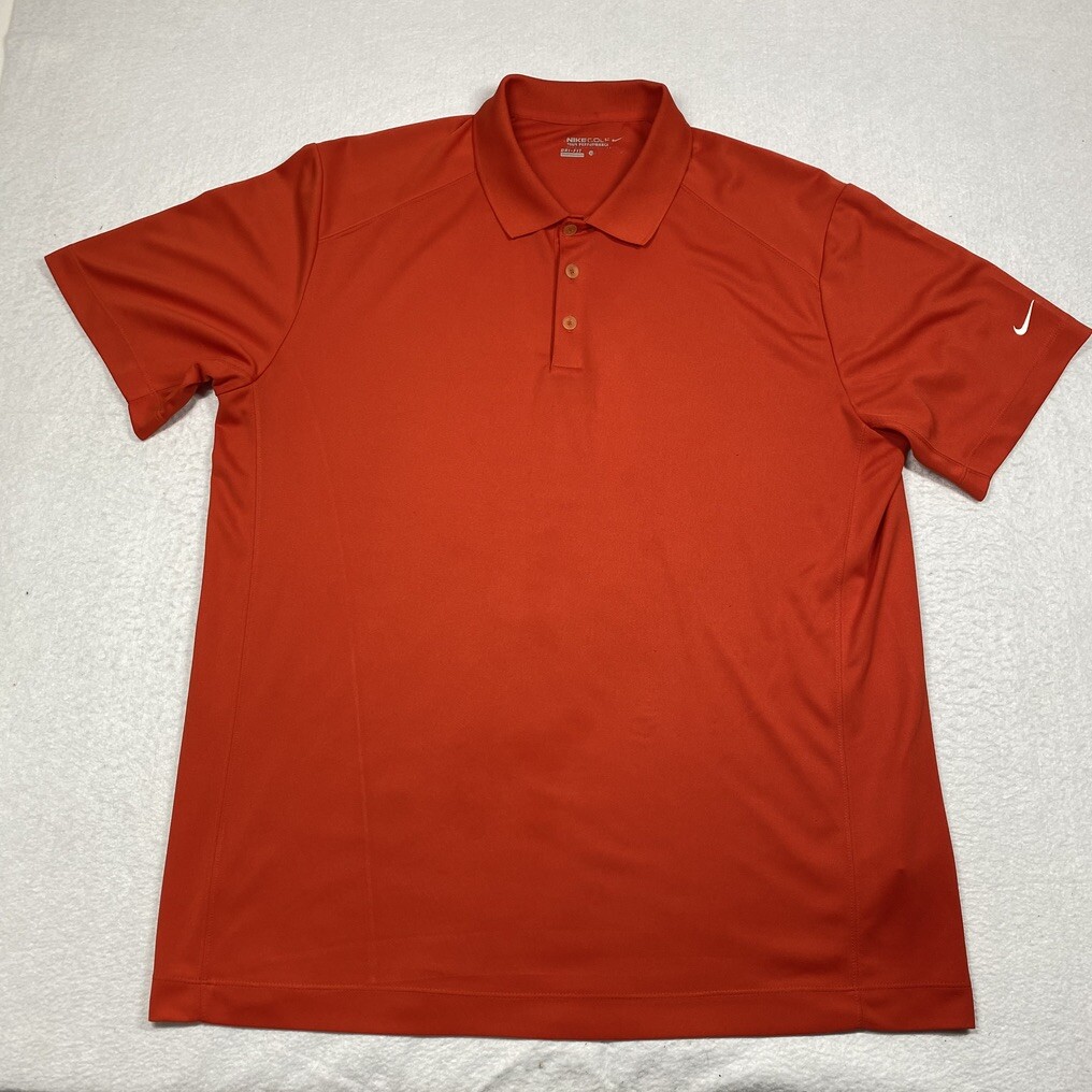 Nike Golf Tour Performance Dri Fit Polo Shirt Mens XL Orange Short Sleeve