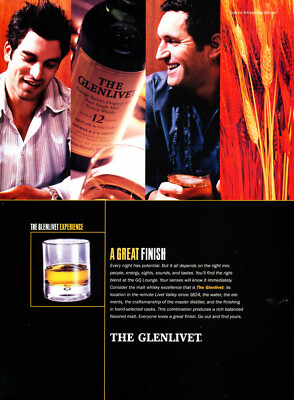 GLENLIVET WHISKY AD #1 RARE ''A GREAT FINISH''