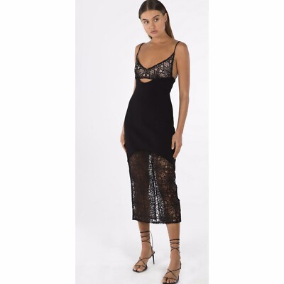misha collection lace dress Misha Collection Irina Sheer & Crepe Slip Dress