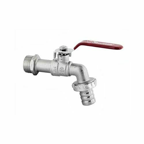 1" Garten Hebelhahn Ventil mit rotem Griff und Metallschlauchstopfen Outdoor Latzhahn - Bild 1 von 2