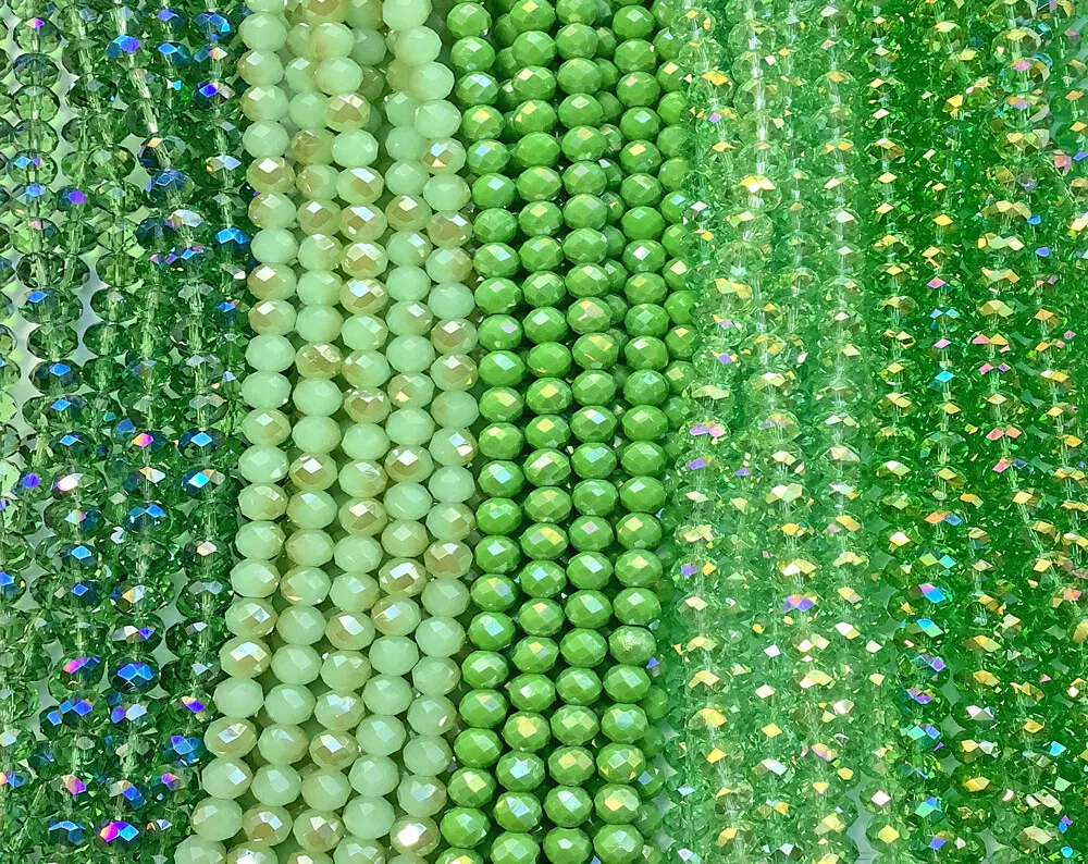 Light Green Peridot Spring Green 8x6mm Chinese Crystal Rondelle Beads Q2  Strands