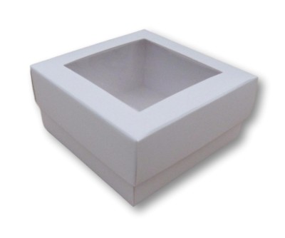 200 WEISSE 3 x 3 ZOLL BOXEN MIT FENSTERDECKEL, GESCHENKE, KUCHEN, BROWNIES, 8 CM/80 MM