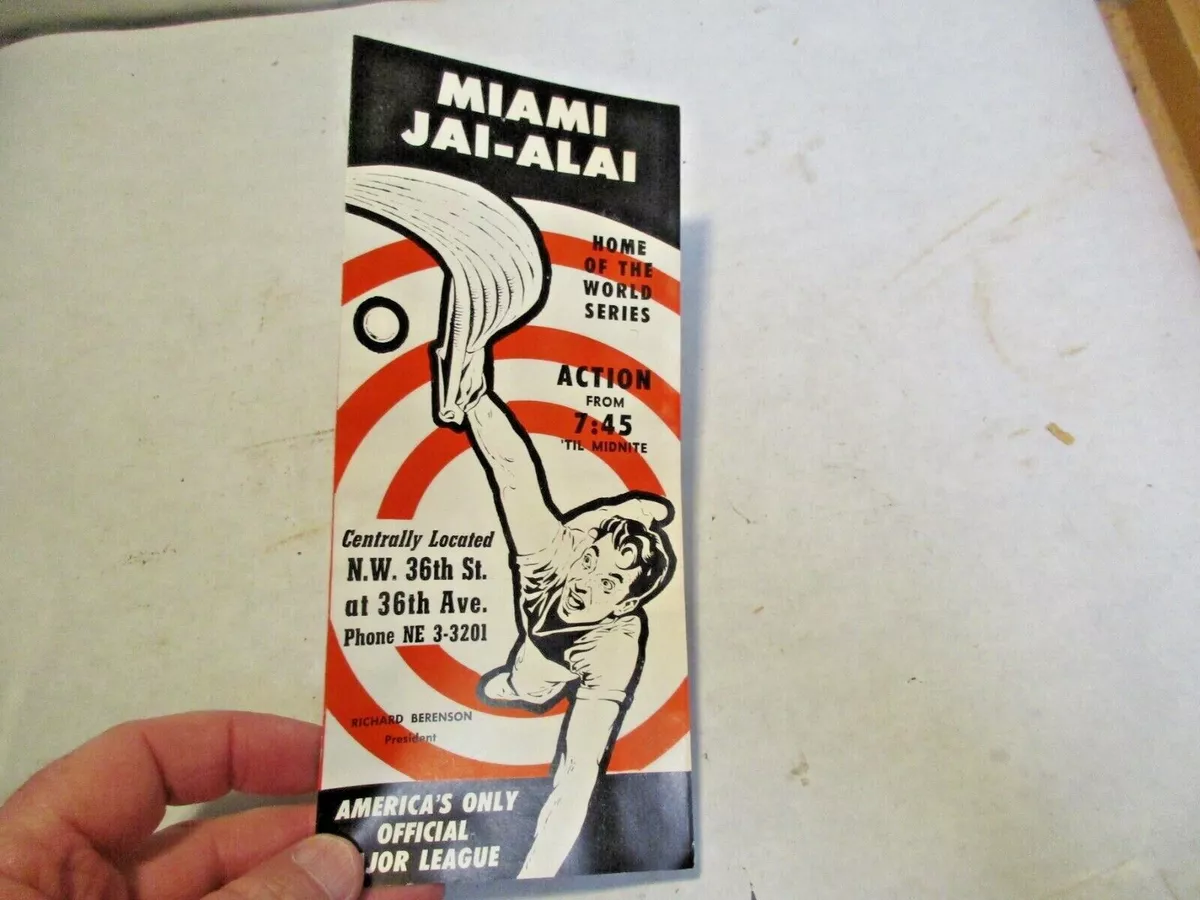 vintage Miami, Florida Jai-Alai with Map Brochure