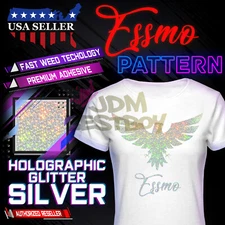 Essmo Holo Glitter Silver Pattern Heat Transfer Vinyl HTV TShirt Iron Press SP12