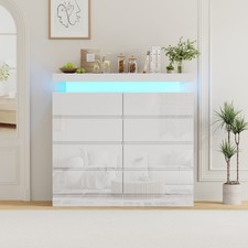 6 8 Drawer Cabinet Chest of Drawers High Gloss Storage with LED Lights Furniture