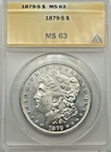 1879-S Silver Morgan Dollar Coin MS 63 ANACS Certified
