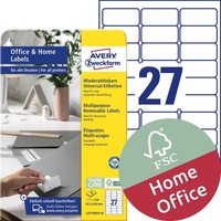 Avery Zweckform Stick+Lift Etiketten, 63,5 X 29,6 Mm, Weiá