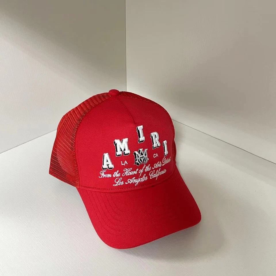 Rojo AMIRI Hombre y Mujer Gorras de Béisbol, Gorras Deportivas de Pelota, Gorras de Conductor de Camión Foto 3 de 4