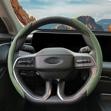 15 Car 2pcs Segmented Steering Wheel Cover Trim Green Nappa Leather Anti-slip 15 Car 2pcs Segmented Steering Wheel Cover Trim Green Nappa Leather Anti-slip