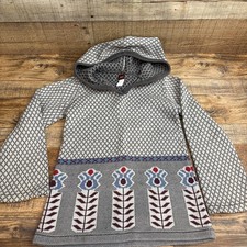 Tea Collection Hooded Floral Pullover Pima Cotton Sweater Sz 8