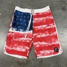 O  niell Board Shorts Mens 33 Multicolored American Flag Beach Surf Preowned