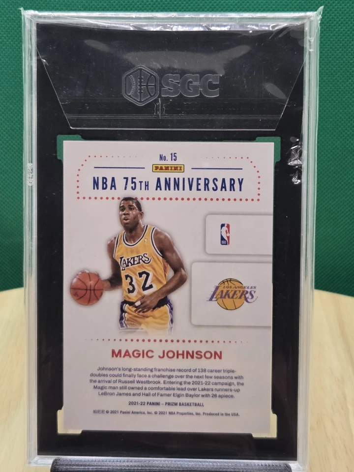2021-22 Panini Prizm NBA 75th Logo Retail #15 Magic Johnson Lakers Graded SGC 9 - Image 2 of 2
