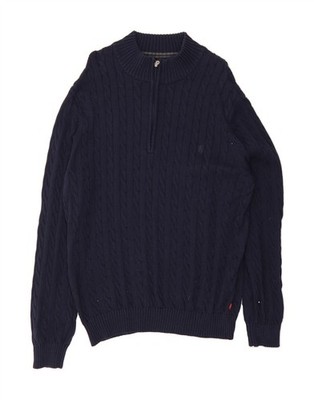 IZOD Herren Zip Neck Pullover Pulli XL Navy Blau Baumwolle MM15