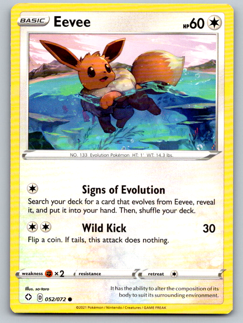 Eevee 052/072 Common Shining Fates Pokemon Near Mint