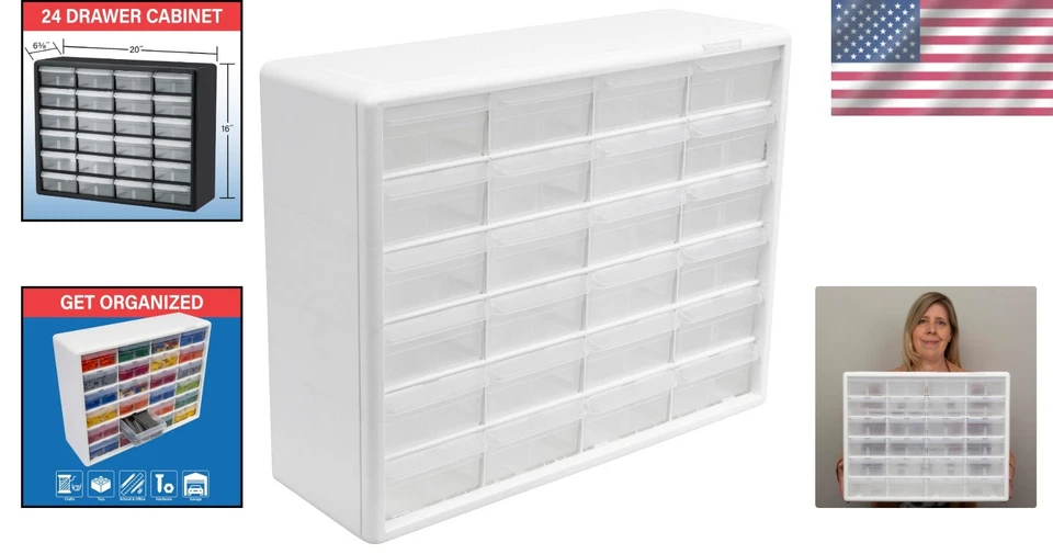 Teacher Toolbox Organizer, 24-Drawer Plastic Cabinet, White - Image 2 of 4