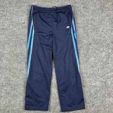 New Balance Track Pants Kids Medium Navy Blue Striped Athletic Joggers Stretch