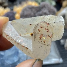 Rare NATURAL Clear Red Strawberry Crystal mica QUARTZ gumflower Crystal specimen
