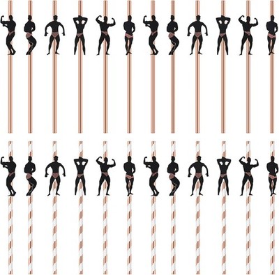 24 PCS Bachelorette Straws Disposable Bachelorette Party Straws Funny Stripper