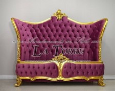 Letto Matrimoniale Bergere Luigi XV impero Barocco oro velluto fucsia Swarovski 
