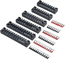 MILAPEAK Terminal Block and Strip - 6 Sets 8/10/12 Positions 600V 15A Dual Row W