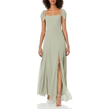 Anthropologie Jenny Yoo Elsie Off Shoulder Flutter Sleeve Green Chiffon Dress 2