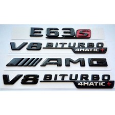 F&uuml;r Mercedes Benz E63s AMG V8 BITURBO 4MATIC+ Embleme Aufkleber Schwarz Gl&auml;nzend