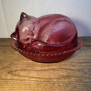 Indiana Glass Cat on Nest | eBay