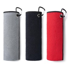 3 Pack Golf Towels16" X 16" with Carabiner Clip,Microfiber Fabric Waffle Patt...