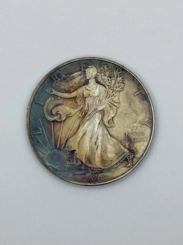 2010 1oz .999 fine silver American Silver Eagle ASE Uncirculated, Tarnished
