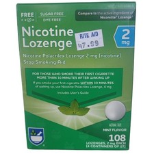 Nicotine Lozenge Rite Aid 2mg Mint Flavor 108 Count Stop Quit Smoking Sugar Free