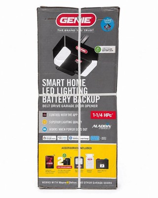 Genie 1-1/4HP Smart Home Garage Door Opener W/LED+Battery Backup Belt Driver